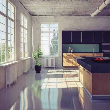Intérieur lumineux avec sol en résine brillant